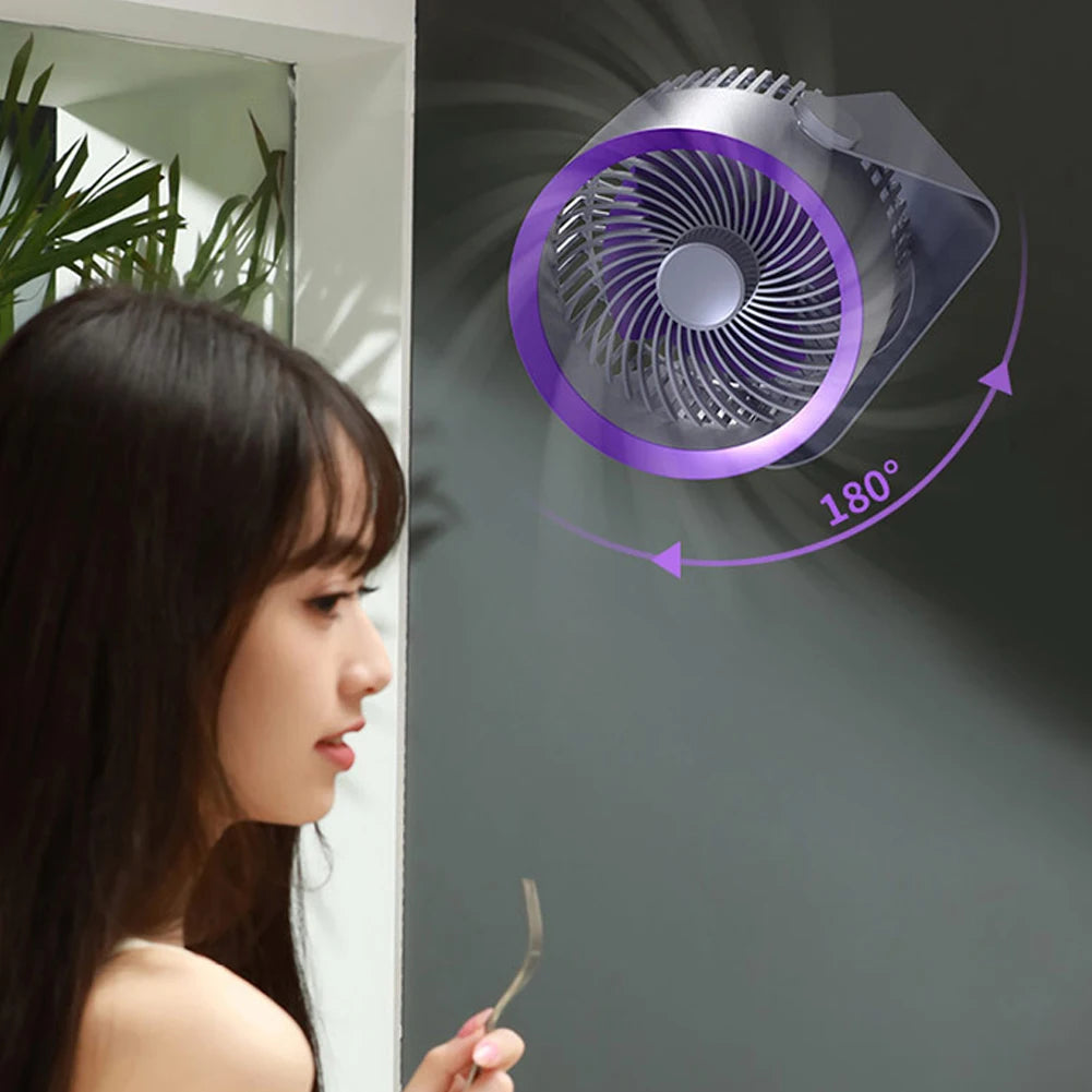 USB Rechargeable Air Circulation Electric Fan 4000mAh Wall Mounted/Table Summer Cooling Fan Low Noise 3 Speed for Home Kitchen - 10 Day Shipping