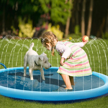 170cm Pet Sprinkler Pad PVC Non-slip Pets Dog Bathtub Pool For Dogs Outdoor Game Lawn Swimming Pool Mat Kids Toys