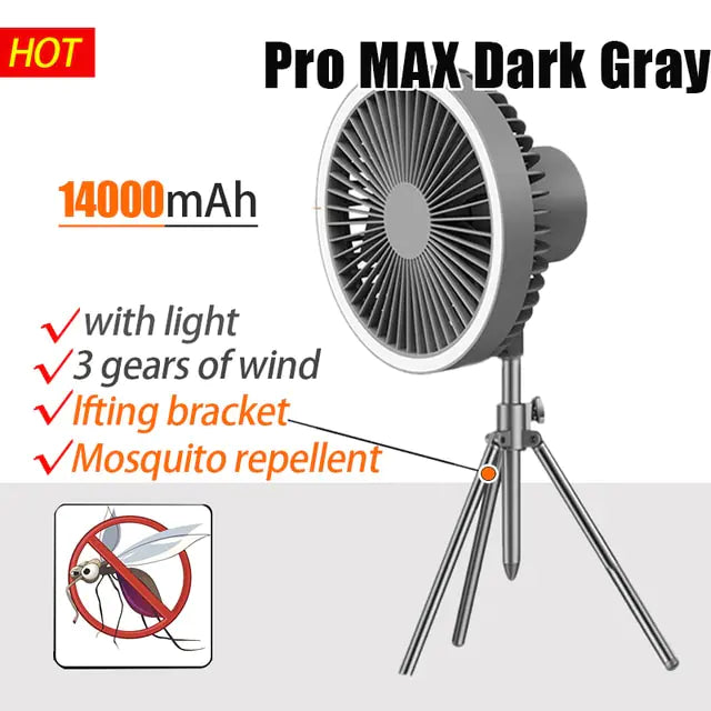 Portable Camping Fan - 2 yr Warranty - 11 Business Days Shipping